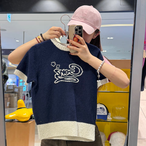 韓國 Mark Gonzales GONZ GRAPHIC WOMENS HALF SLEEVE KNIT TOP【MG163】