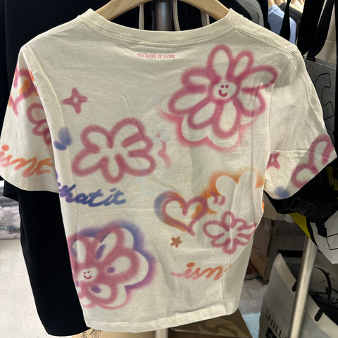 韓國 Wacky Willy Women's floral pattern short sleeve t-shirt【WW153】