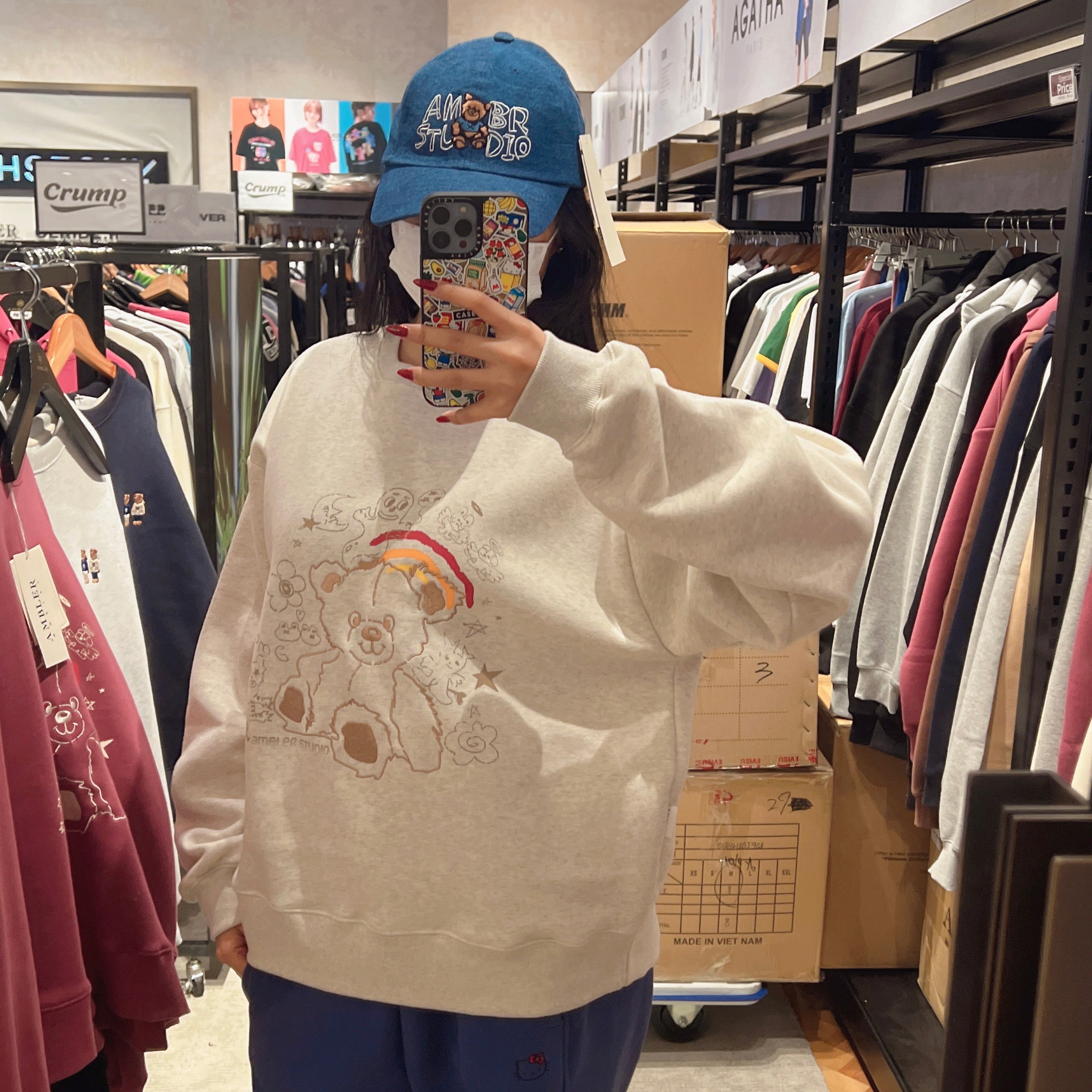 韓國 Ambler Rainbow Bear Embroidered Hoodie【AR055】 - STT Mall HK 靚太網購