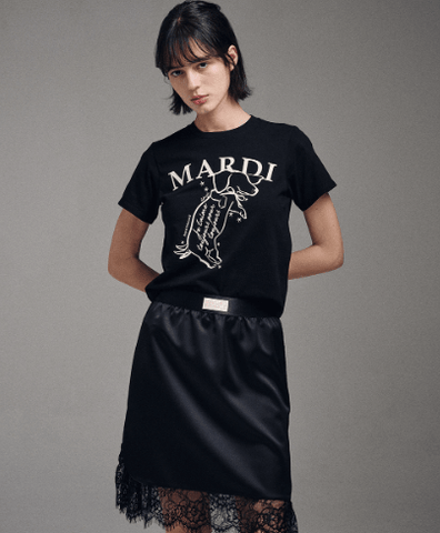 韓國 Mardi Mercredi SLIM TSHIRT SWING THE TAIL DDANJI - STT Mall HK 靚太網購 -- BLACK CREAM