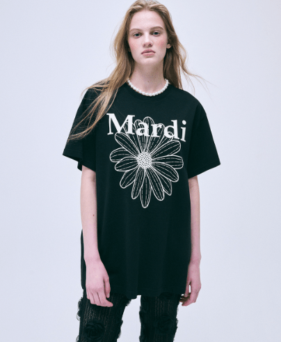 韓國 Mardi Mercredi UNISEX TSHIRT FLOWERMARDI - STT Mall HK 靚太網購 -- BLACK IVORY