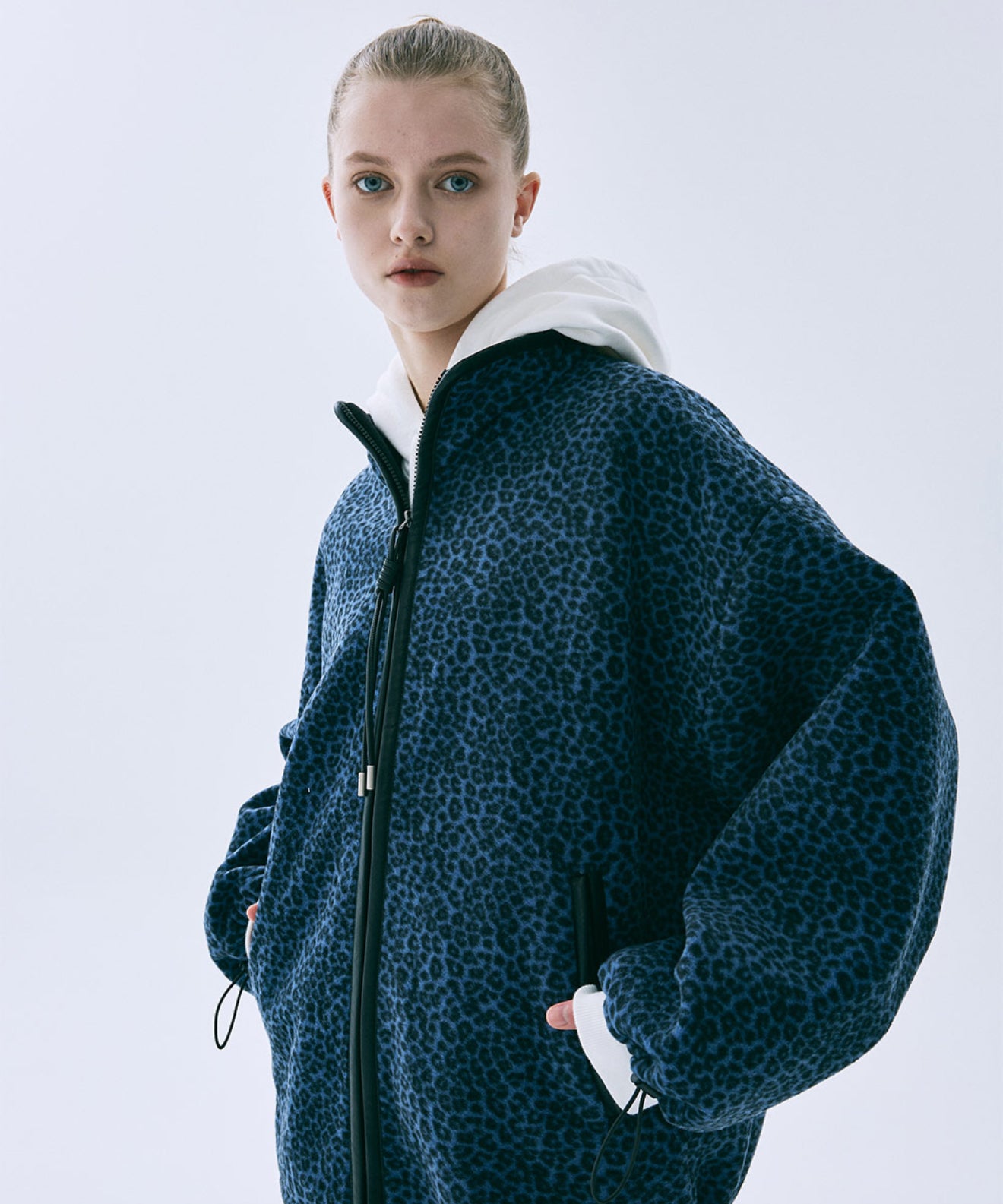 韓國 Mardi Mercredi Leather Trim Fleece Jacket Leopard【MM181】