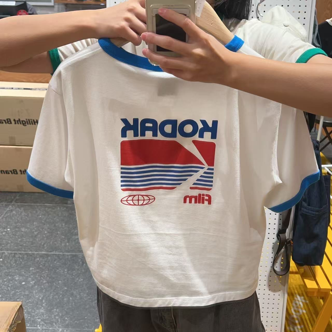 韓國 Kodak Breezepop Graphic Ringer Short Sleeve T-Shirt【KK008】