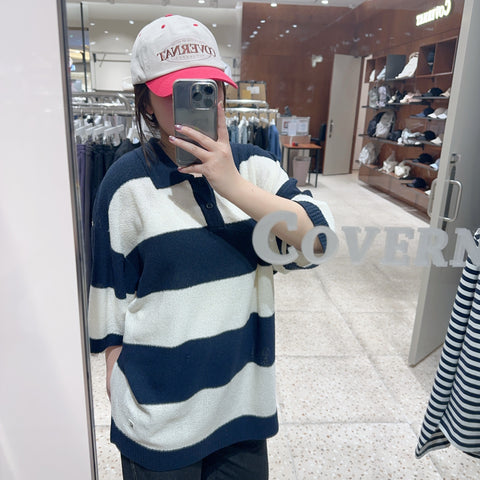 韓國 Covernat Collar Crop Half Knit【CO137】 - Image