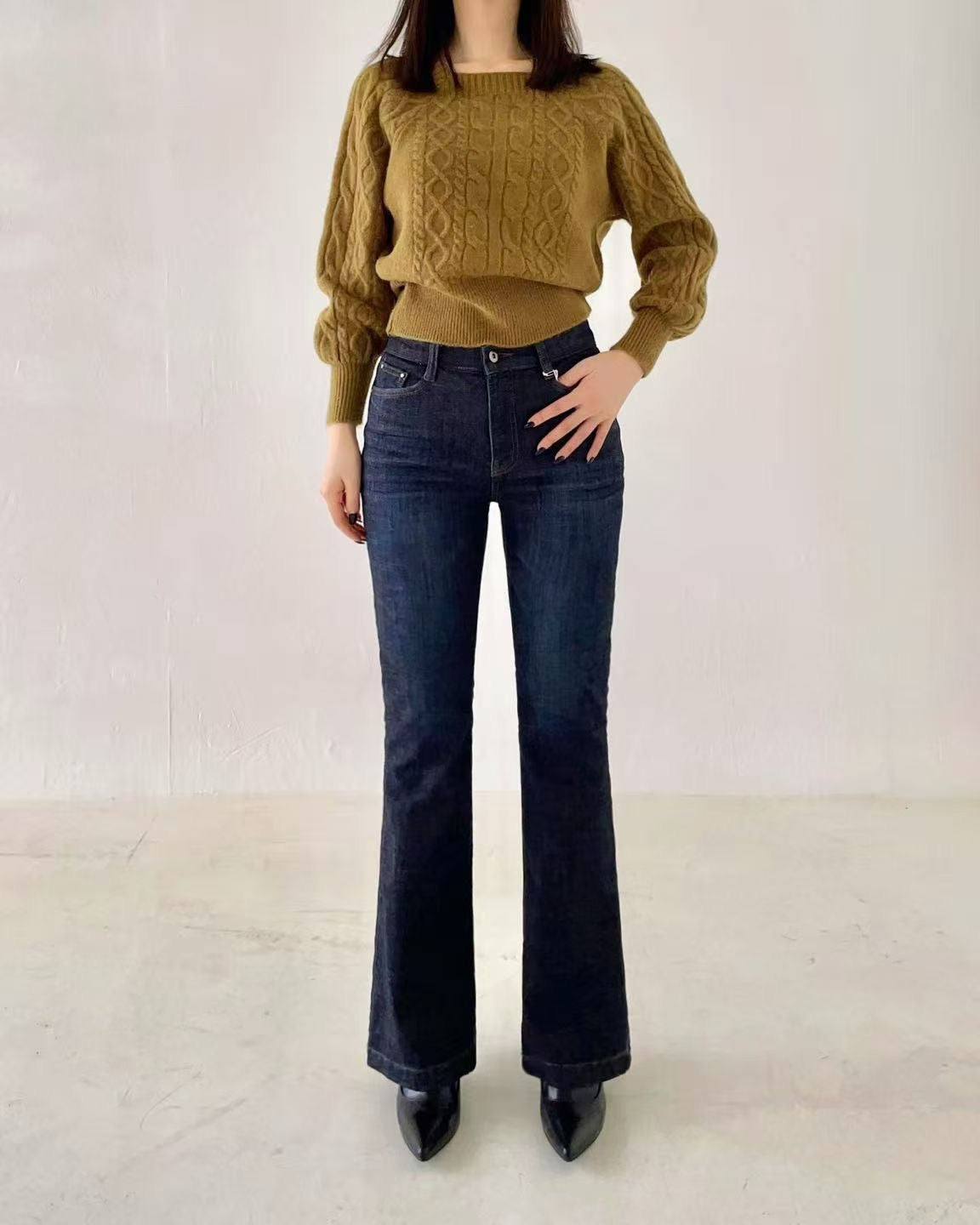 韓國 HowLuk 牛仔褲 刷薄毛 (冬季款)【H2519_1】