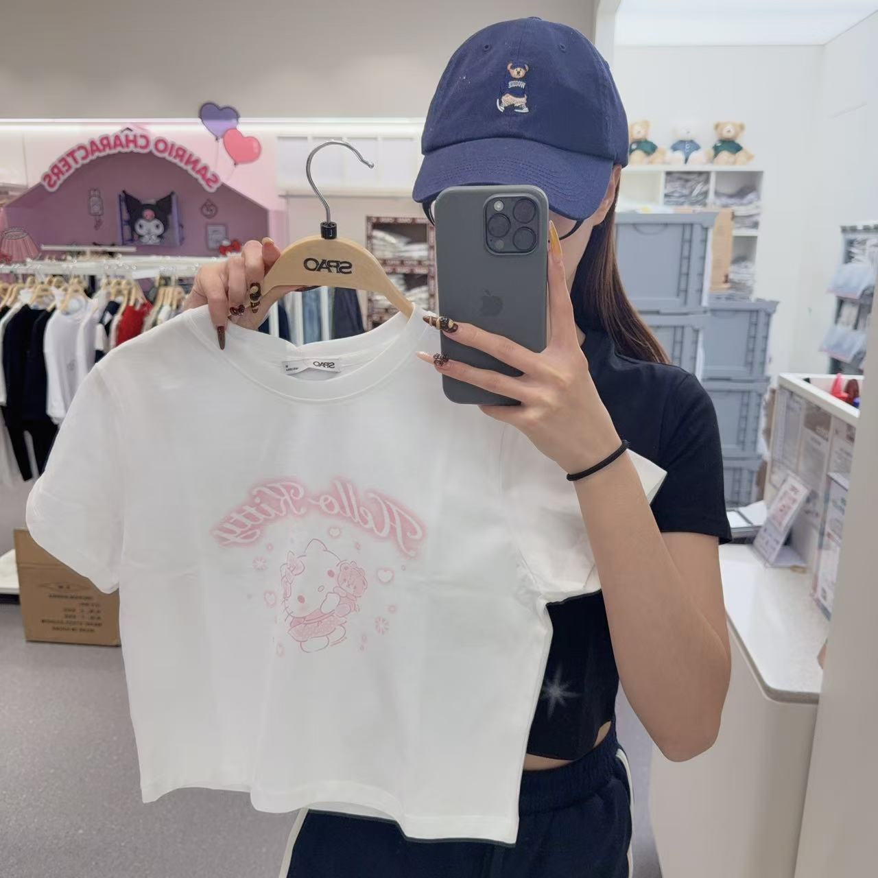 韓國 SPAO Hello Kitty Crop T-shirt【SP086】