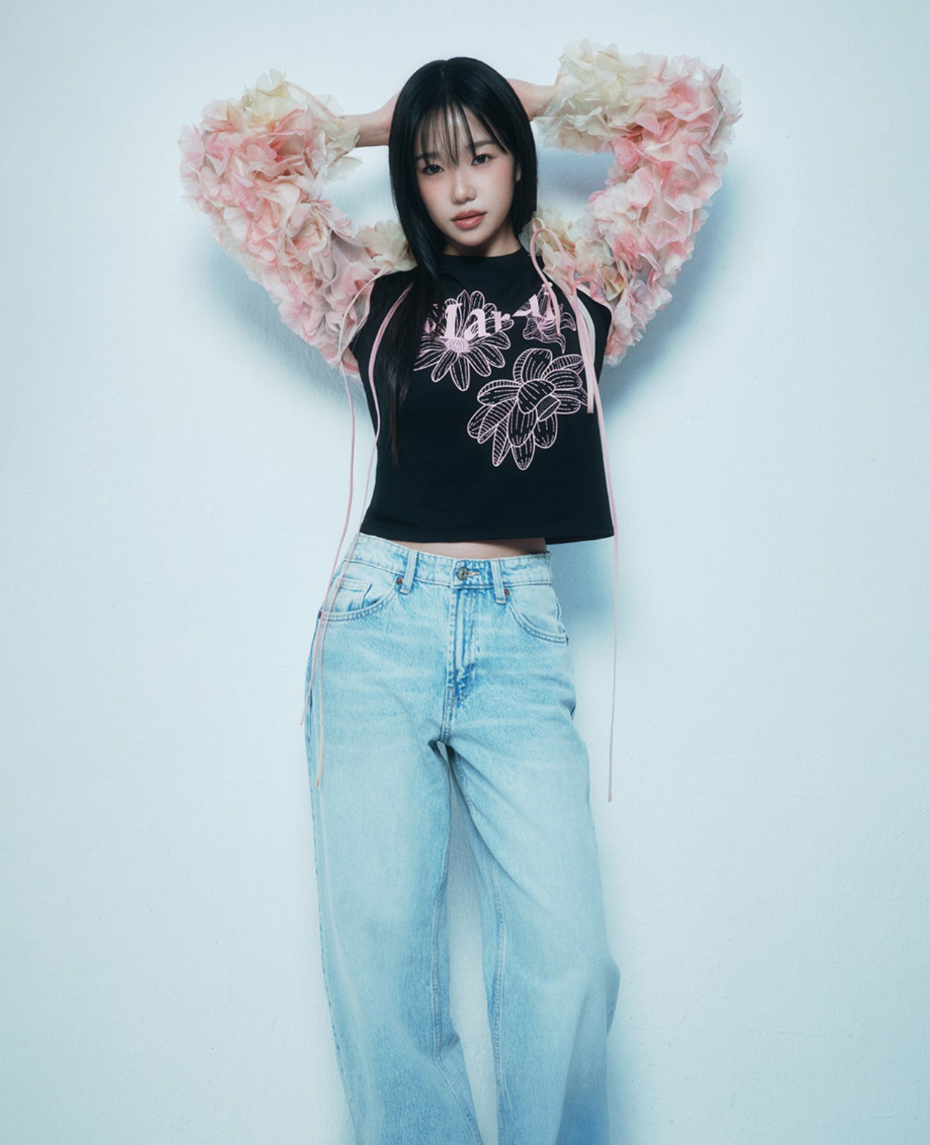 韓國 Mardi Mercredi SLIM TSHIRT TRIPLE FLOWER【MM140】
