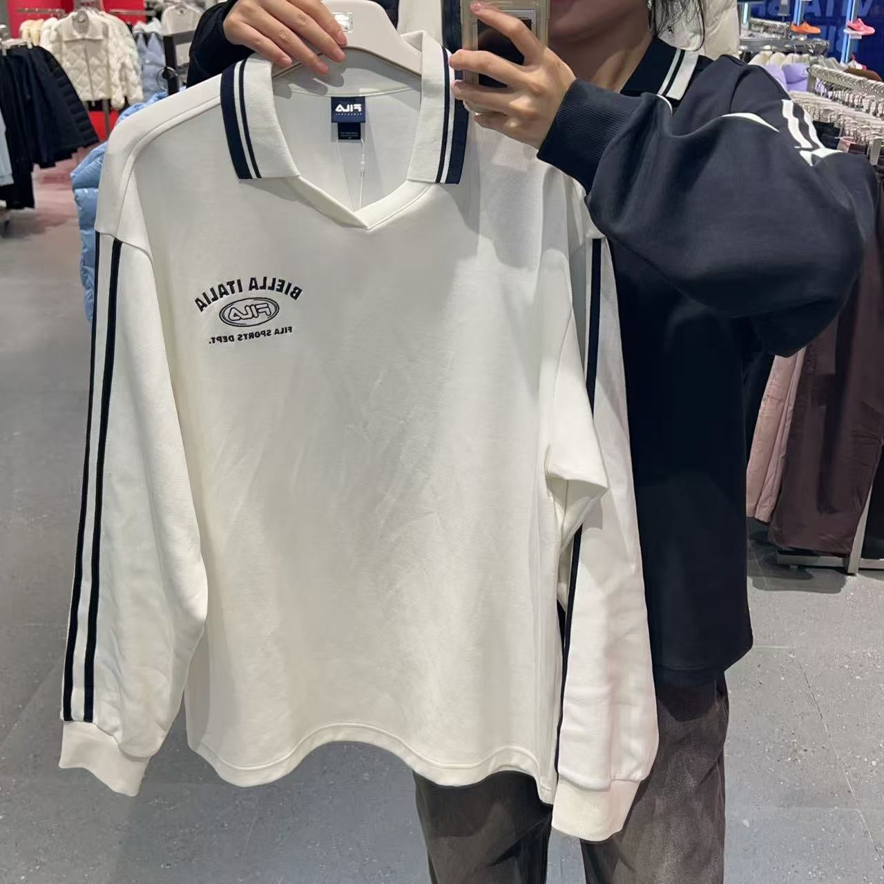 韓國 FILA Unisex Small Logo Collar Long Sleeve【FA034】