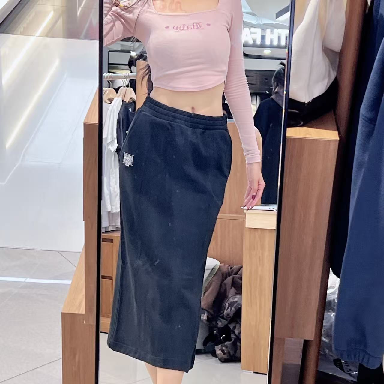 韓國 Marithe Francois Girbaud W Embroidery Classic Logo Sweat Skirt【MF766】