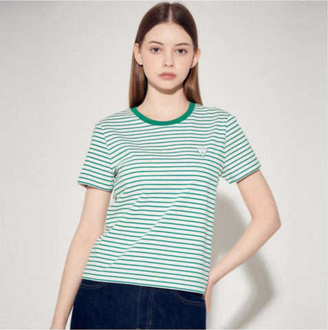韓國 Guess Women's Mini Triangle Stripe Short Sleeve T-shirt【GU010】
