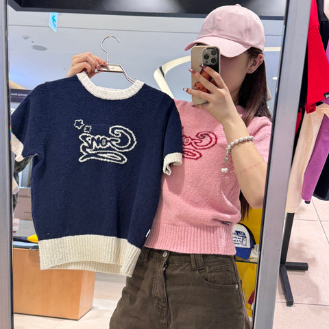 韓國 Mark Gonzales GONZ GRAPHIC WOMENS HALF SLEEVE KNIT TOP【MG163】