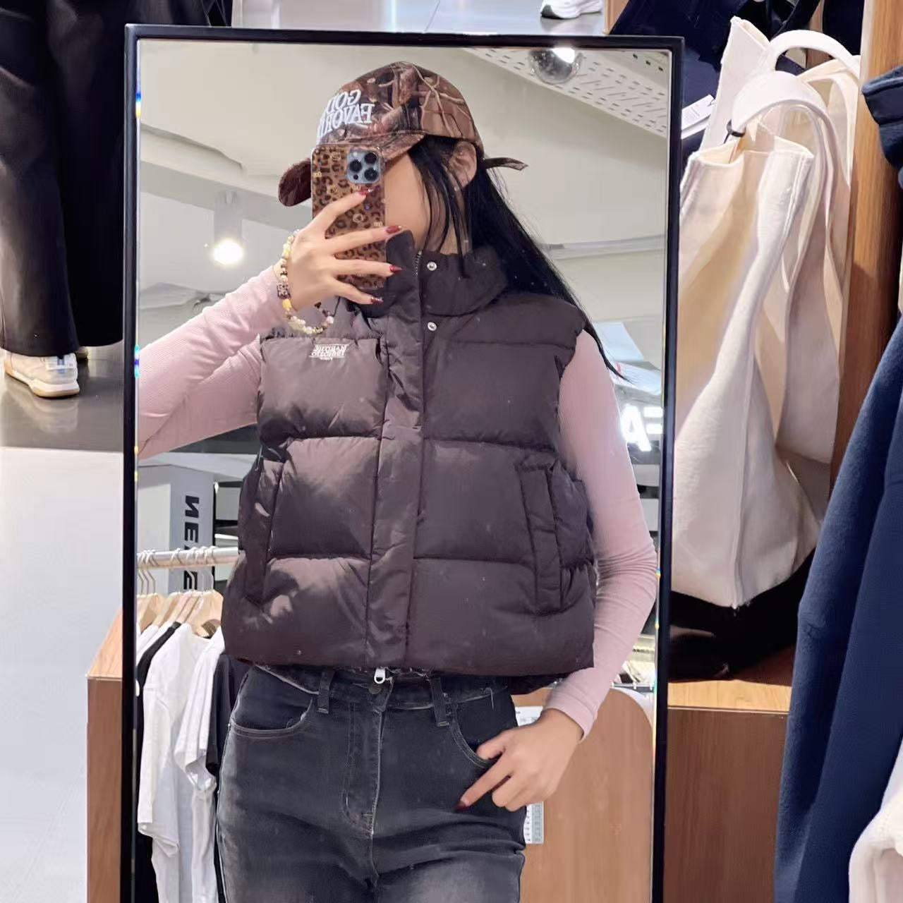 韓國 Marithe Francois Girbaud W Classic Logo Crop Down Vest (鴨絨)【MF761】