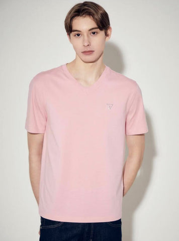 韓國 Guess Men's Mini Triangle V-Neck Short Sleeve T-Shirt【GU024】