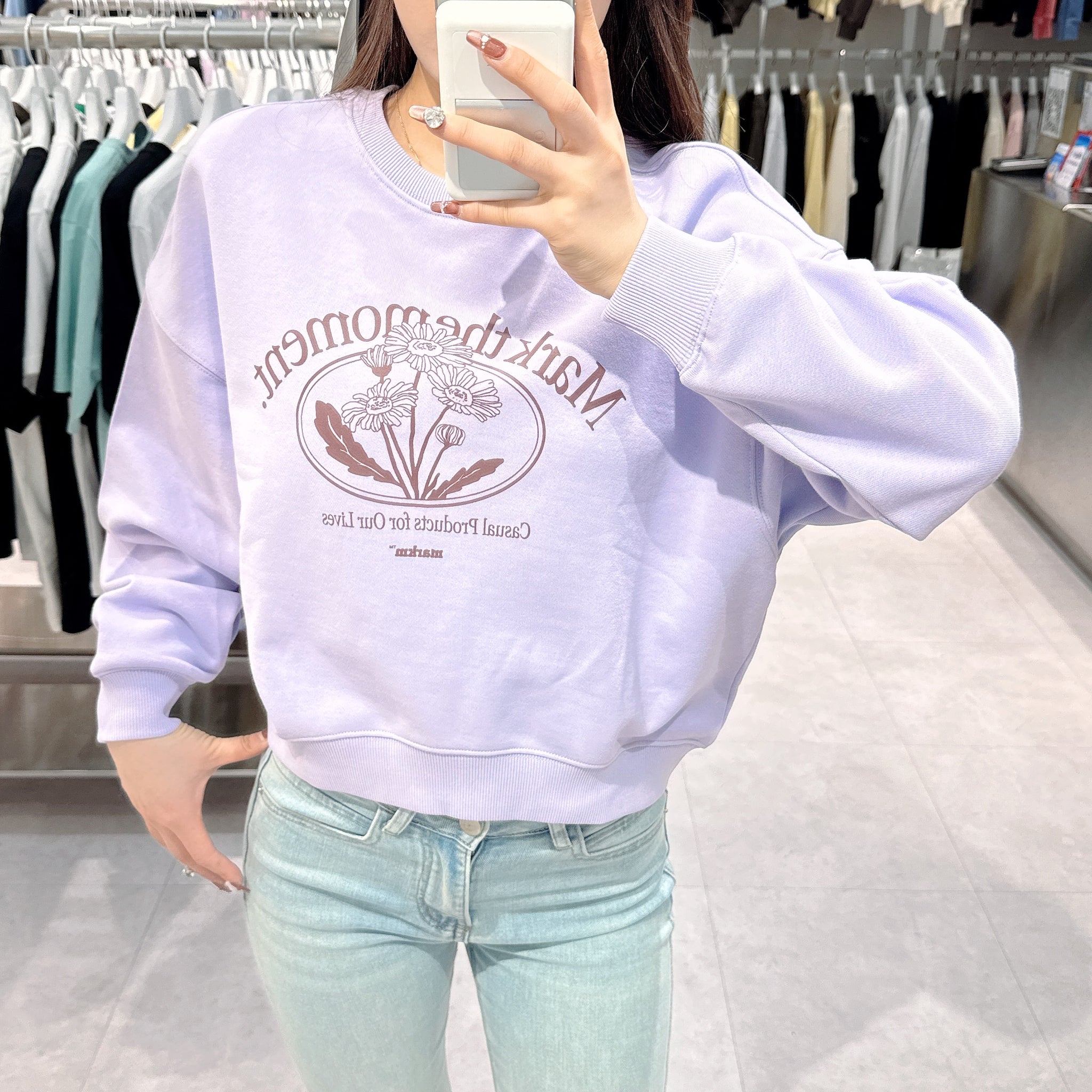 韓國 Markm (W) FLOWER GRAPHIC SWEATSHIRT【MA073】
