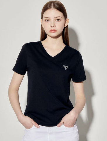 韓國 Guess Women's Aerocool Mini Triangle V-Neck Short Sleeve T-Shirt【GU007】