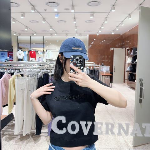 韓國 Covernat Women's Crop Pearl Cooper Logo T-shirt【CO166】