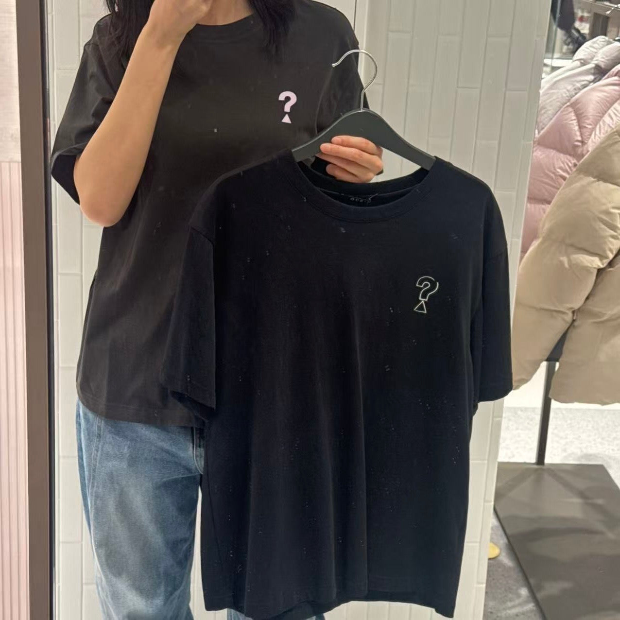 韓國 Guess Uni Semi Over Back Print Short Sleeve T-Shirt【GU002】