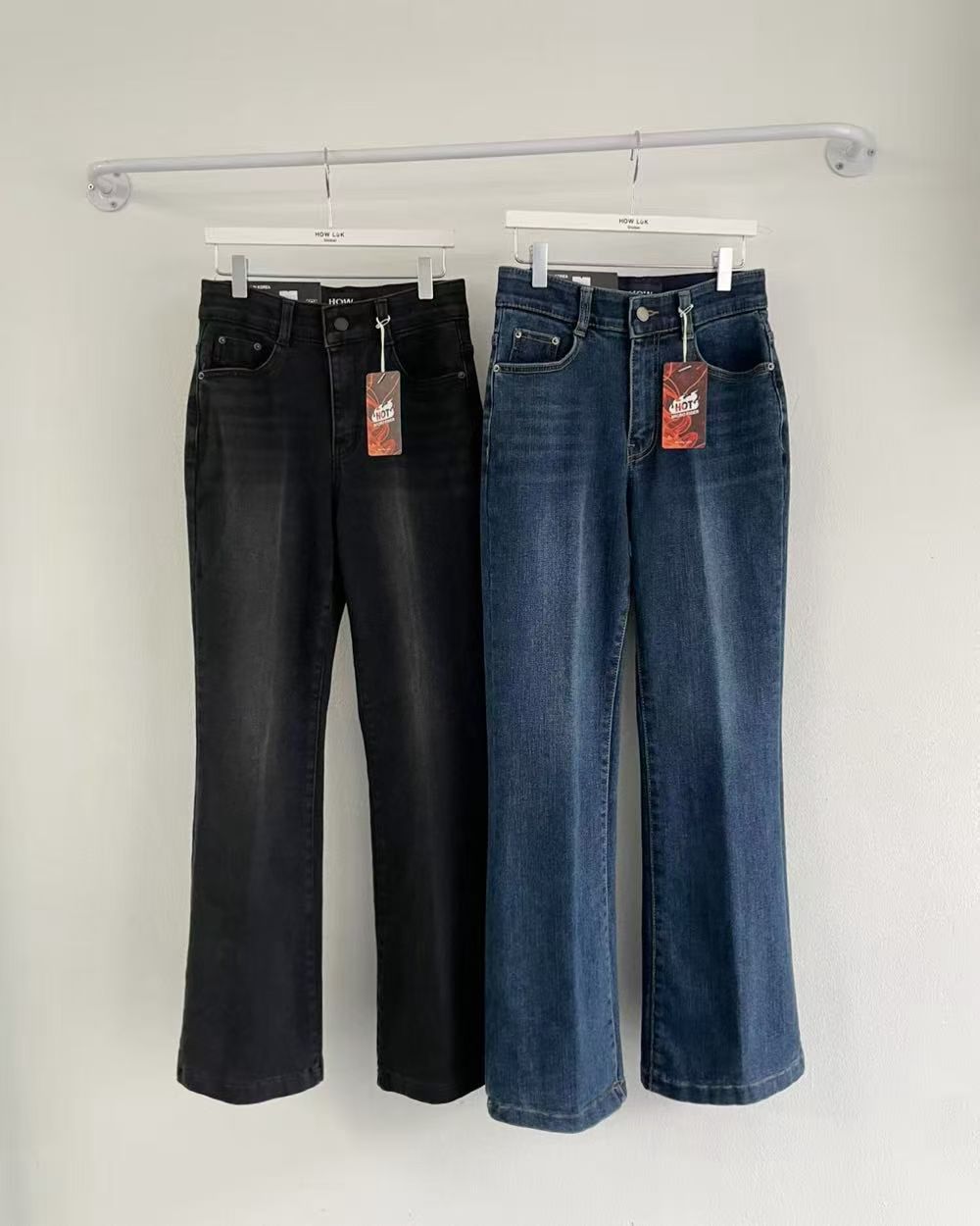 韓國 HowLuk 牛仔褲 刷薄毛 (冬季款)【H2557】