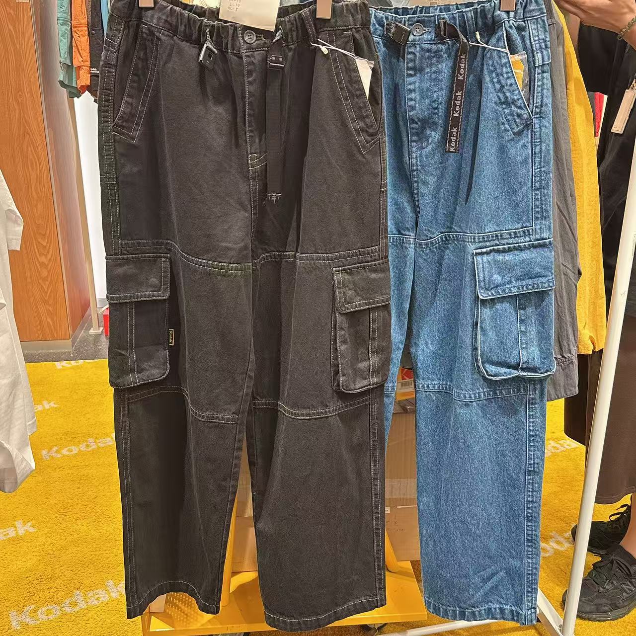 韓國 Kodak Balloon Fit Cargo Denim Pants【KK036】