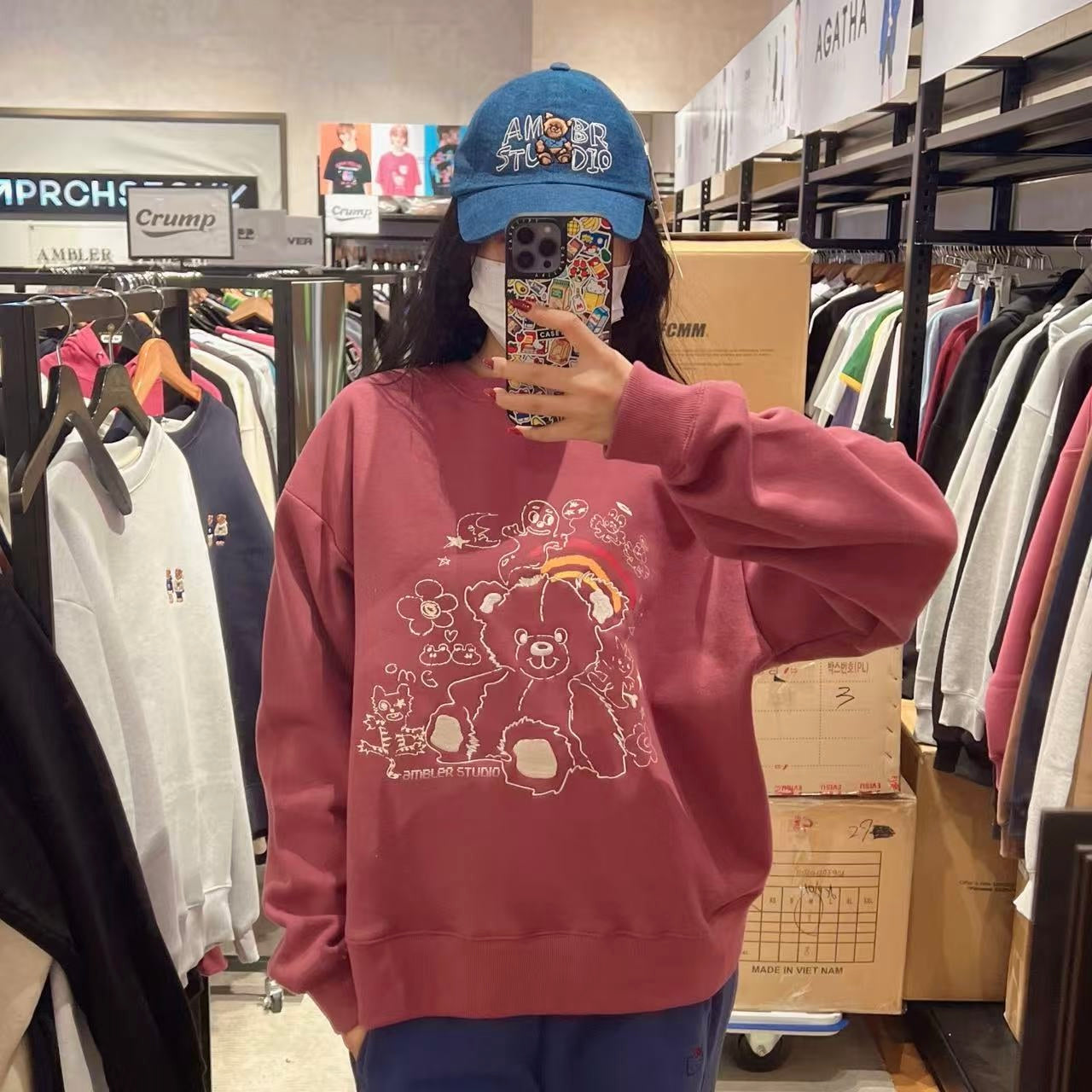 韓國 Ambler Rainbow Bear Embroidered Hoodie【AR055】 - STT Mall HK 靚太網購