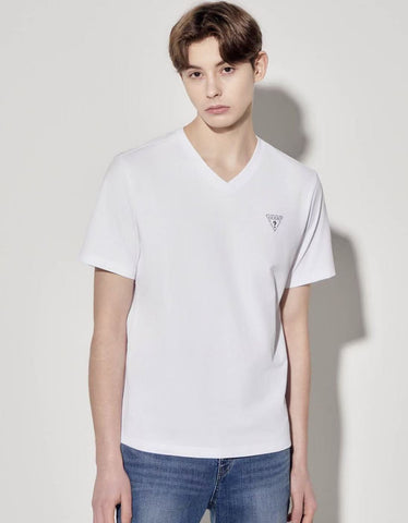 韓國 Guess Men's Aerocool Mini Triangle V-Neck Short Sleeve T-Shirt【GU023】