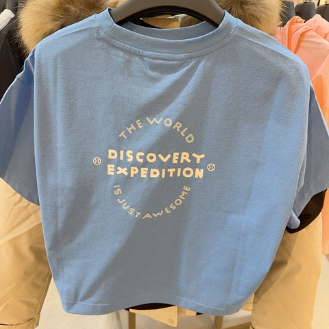 【現貨】韓國 Discovery Women's Back Graphic Crop Short Sleeve T-shirts【DY113】 - Image