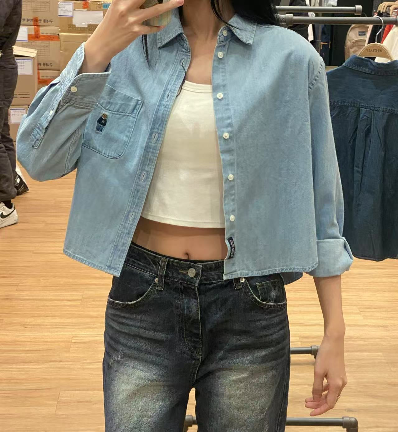 【現貨】韓國 Who.A.U Steve Crop Denim Shirts【WA074】 - STT Mall HK 靚太網購