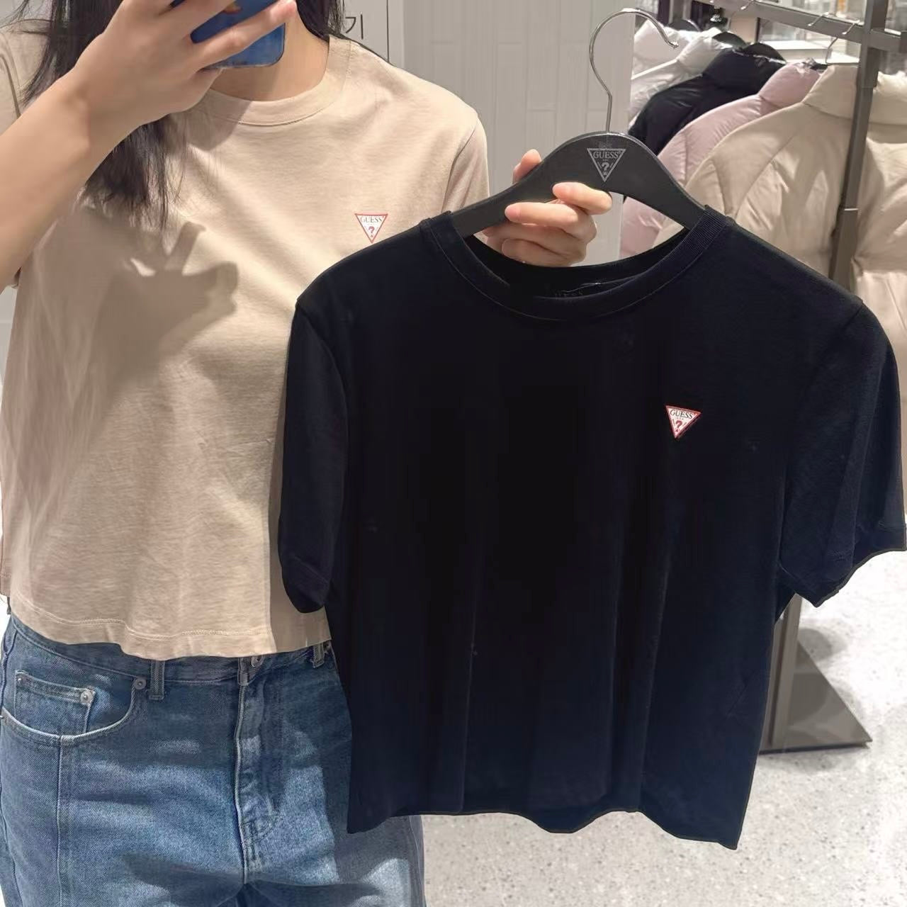 韓國 Guess Uni Semi-Over Original Mini Triangle Short Sleeve T-Shirt【GU011】