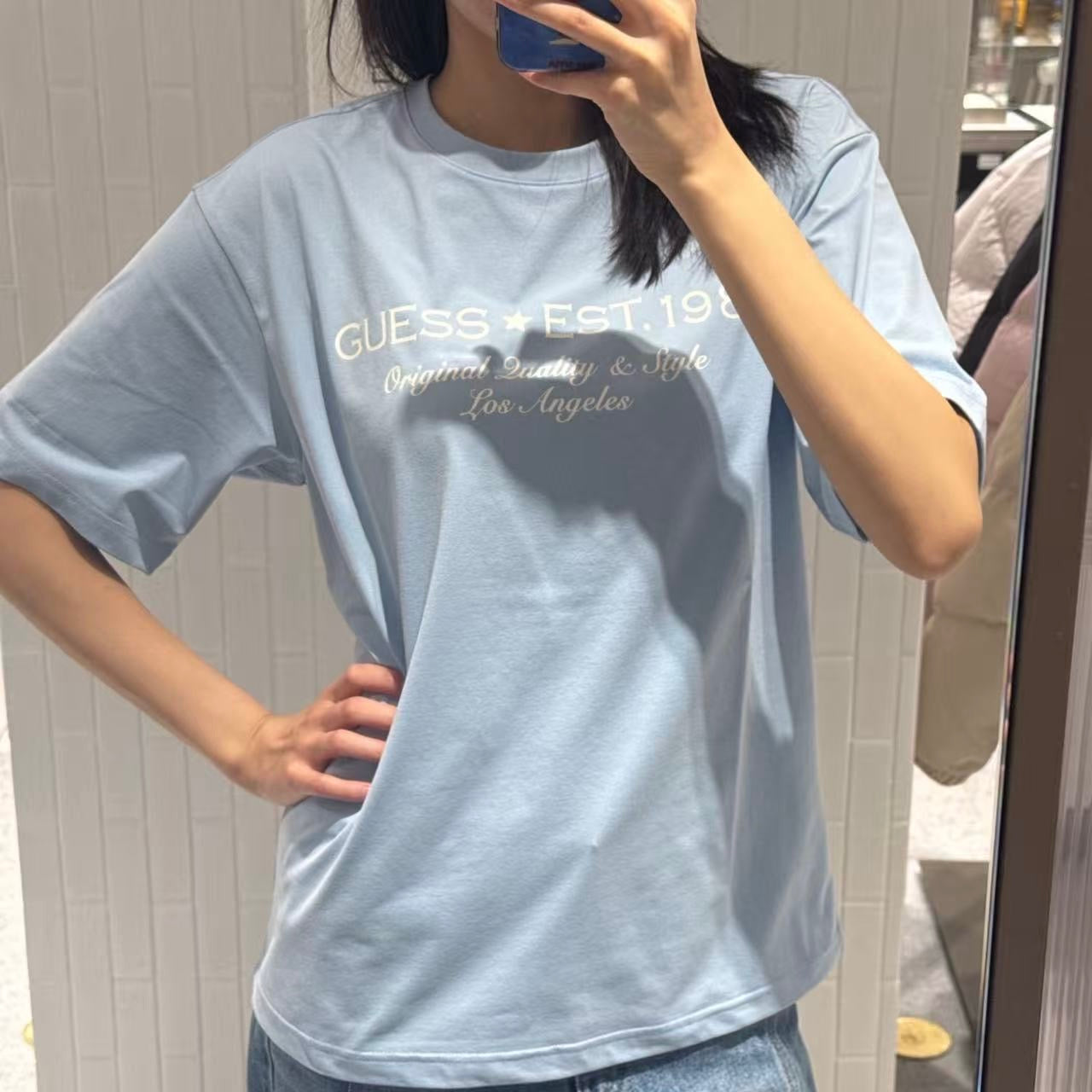 韓國 Guess Uni Semi-Over Aerocool Lettering Short Sleeve T-Shirt【GU004】