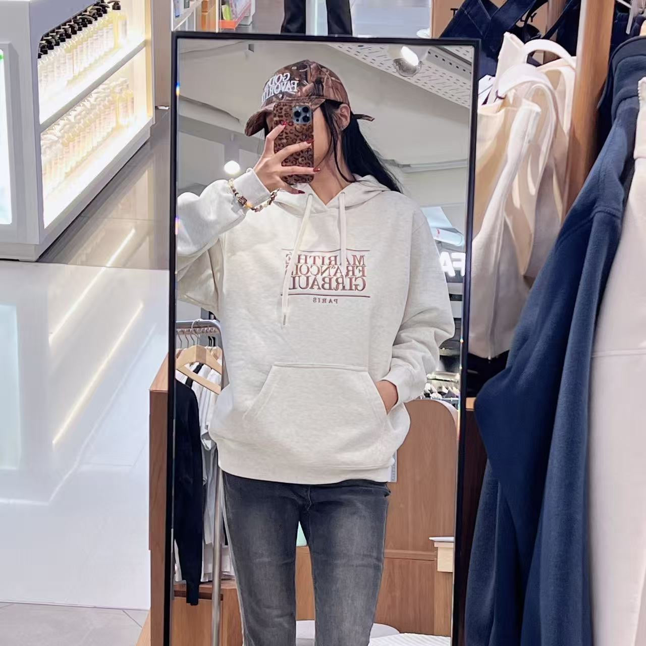 韓國 Marithe Francois Girbaud Classic Logo Embroidery Hoodie (Brushed)【MF770】
