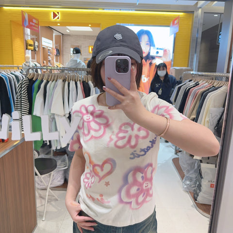 韓國 Wacky Willy Women's floral pattern short sleeve t-shirt【WW153】
