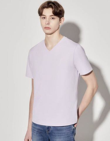 韓國 Guess Men's Aerocool Mini Triangle V-Neck Short Sleeve T-Shirt【GU023】