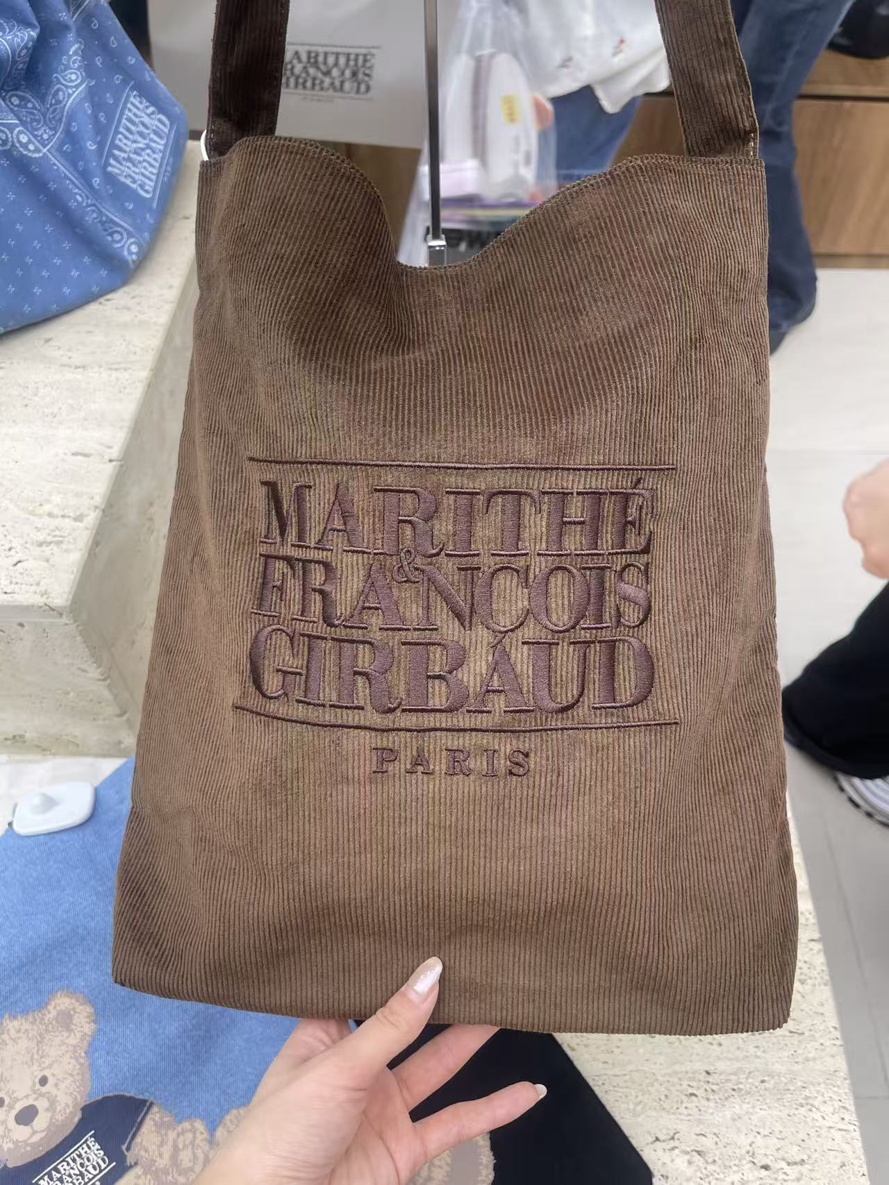 韓國 Marithe Francois Girbaud Classic Logo Corduroy Shoulder Bag【MF685】