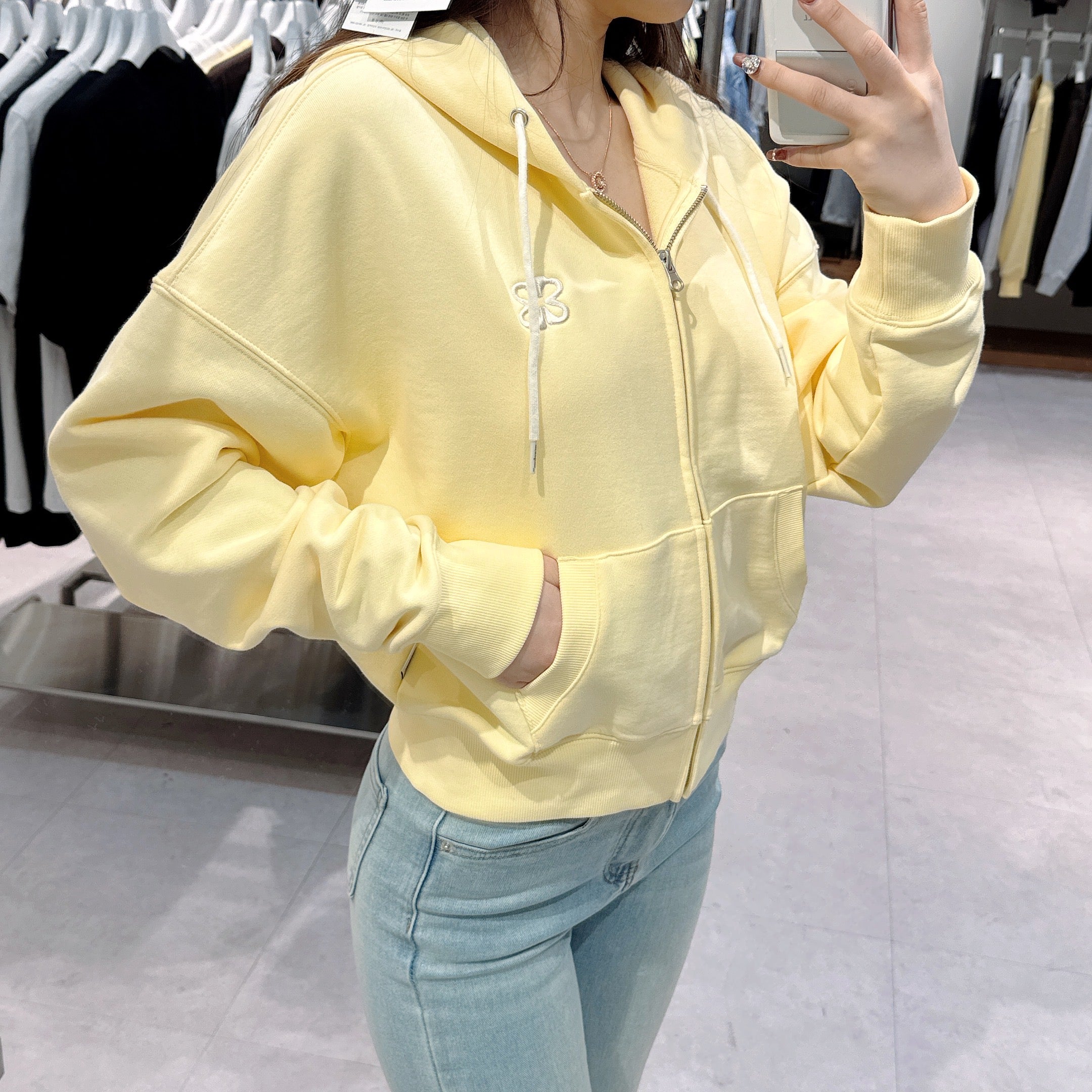 韓國 Markm (W) SYMBOL LOGO CROP HOODIE ZIP-UP【MA071】
