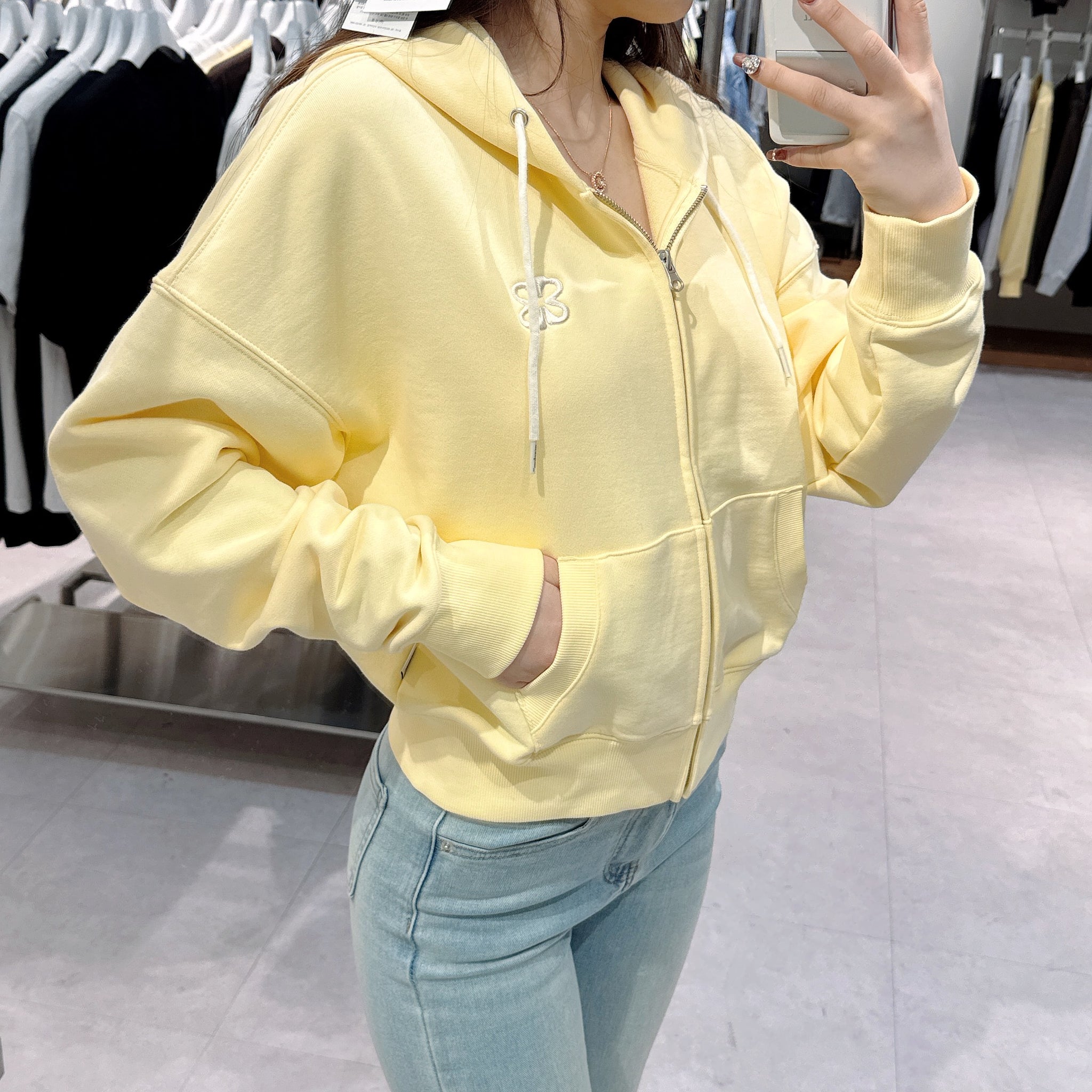 韓國 Markm (W) SYMBOL LOGO CROP HOODIE ZIP-UP【MA071】