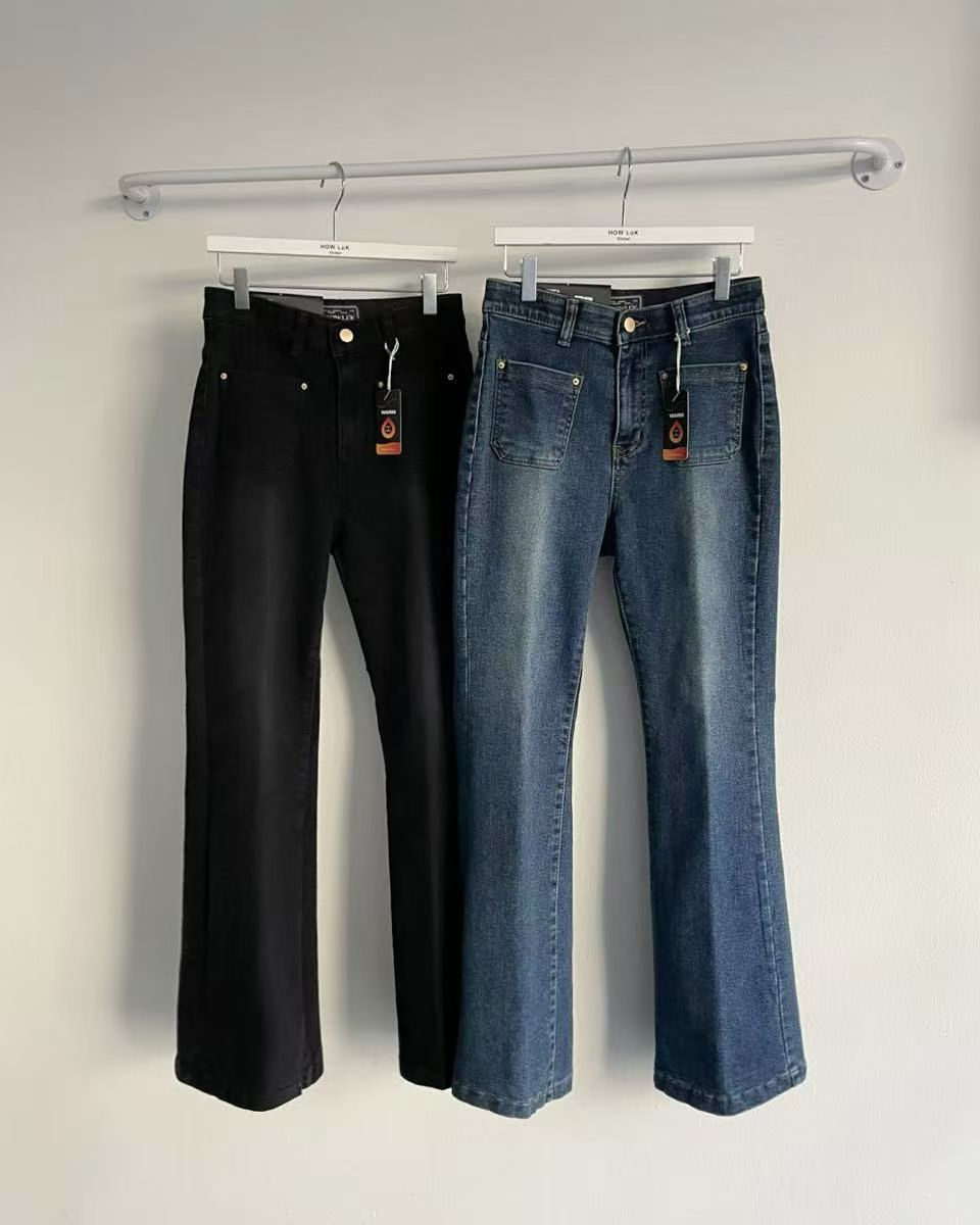 韓國 HowLuk 牛仔褲 刷薄毛 (冬季款)【H2559】