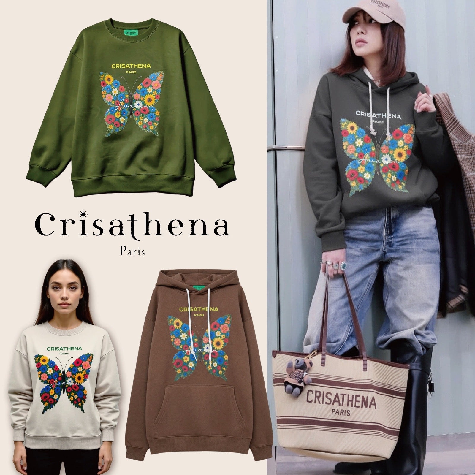 Crisathena Flowers Butterfly Hoodie【SM283】