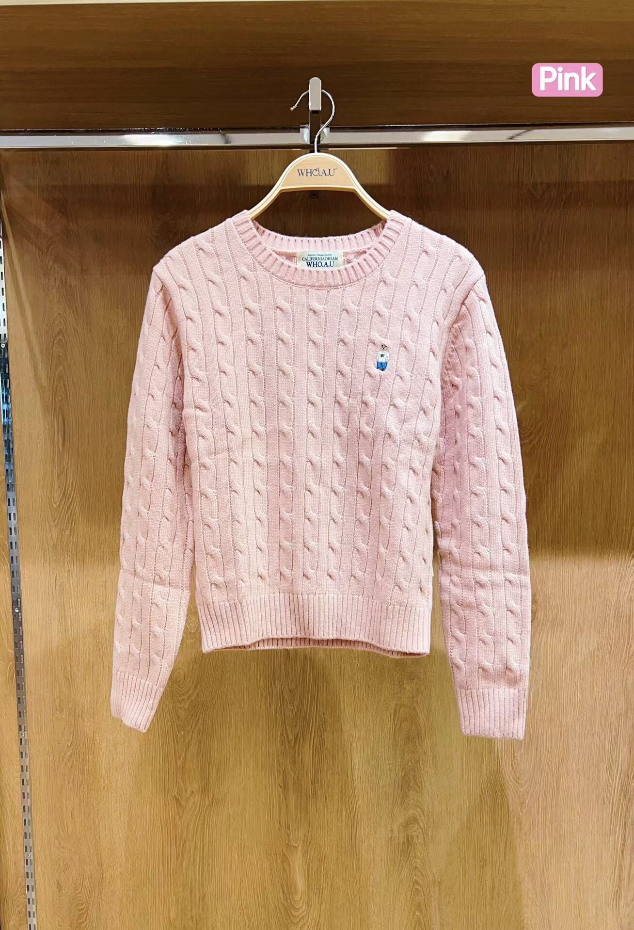 韓國 WhoAU Steve Cable R-neck Pull over【WA193】