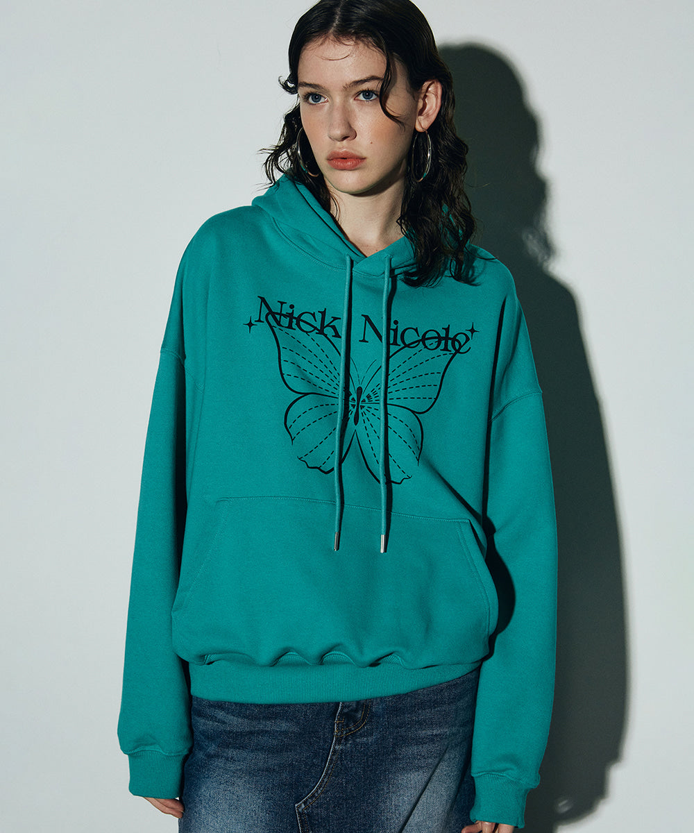 韓國 Nick Nicole Shine Butterfly Hoody Sweatshirt【NK013】