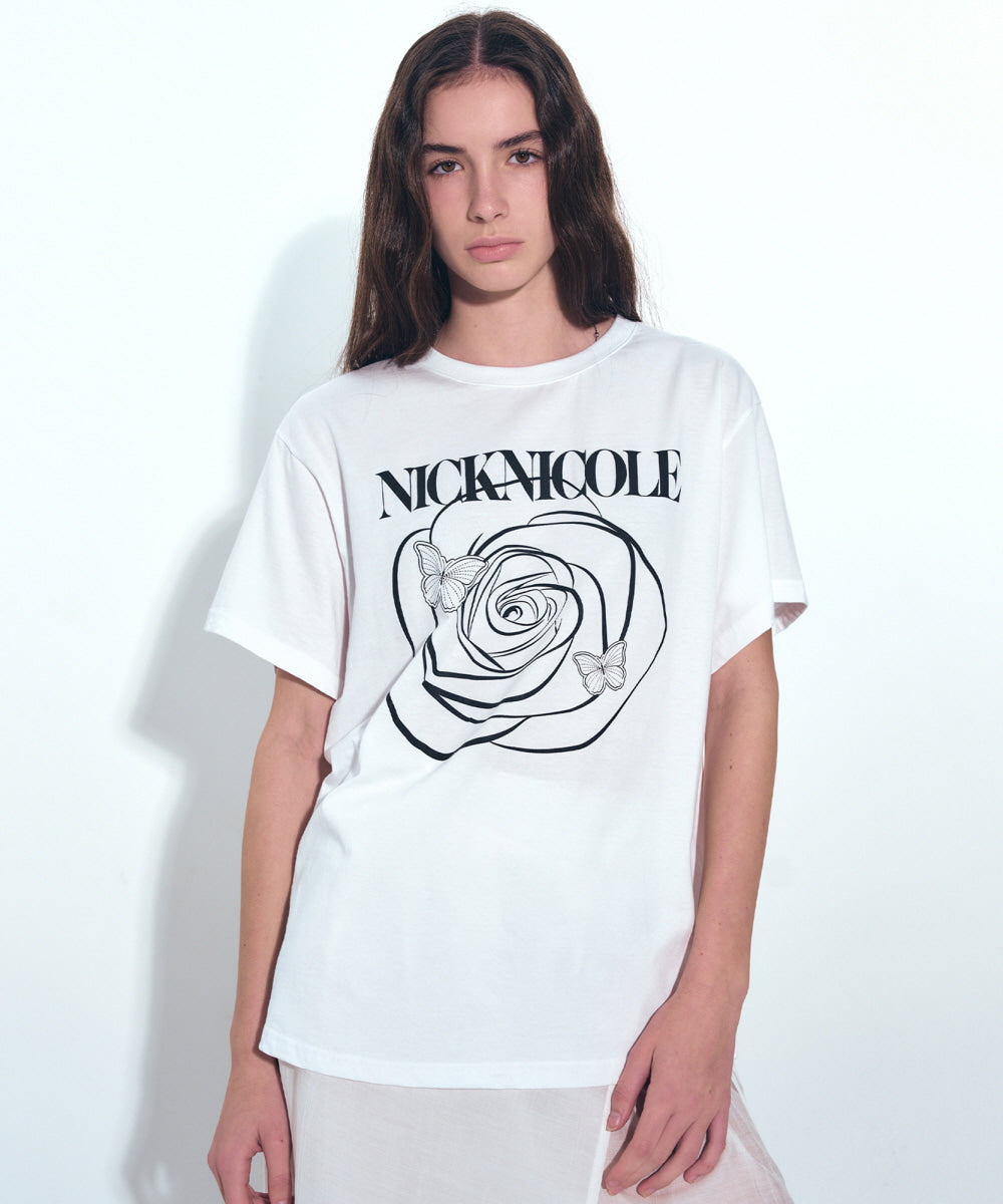 韓國 Nick Nicole Rose Butterfly Sleeve Top【NK028】