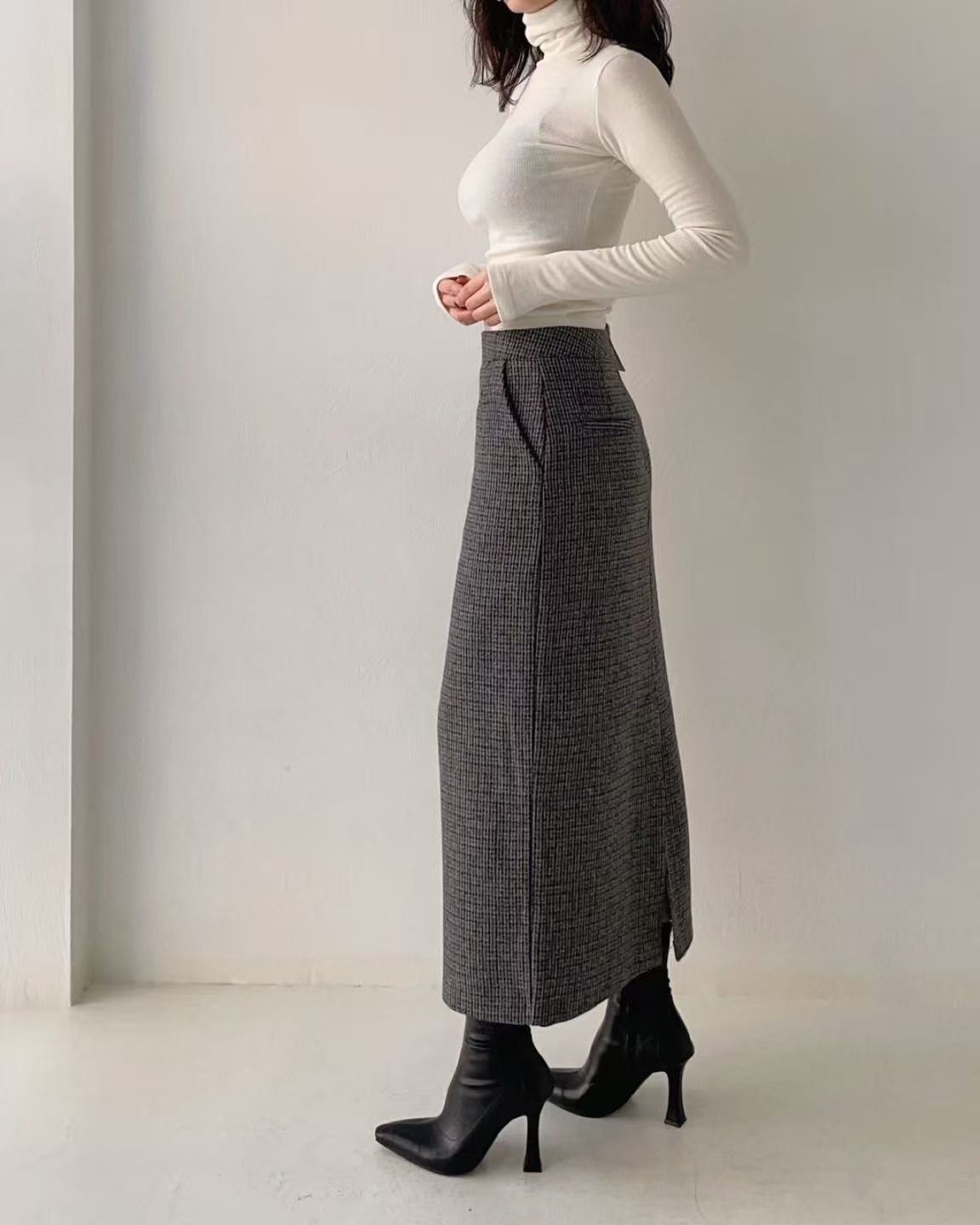 韓國 HowLuk 牛仔裙 刷薄毛 (冬季款)【H361】