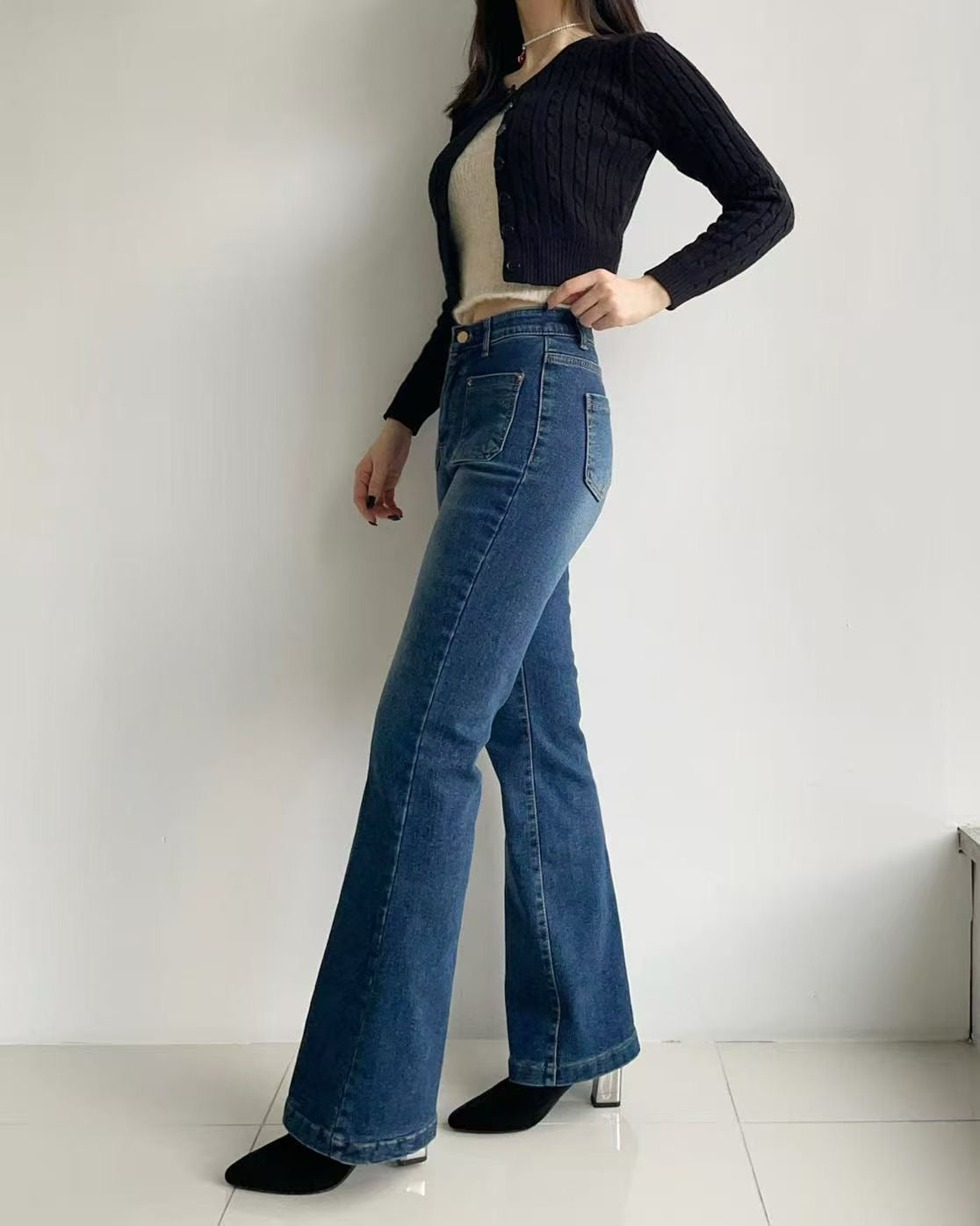 韓國 HowLuk 牛仔褲 刷薄毛 (冬季款)【H2559】