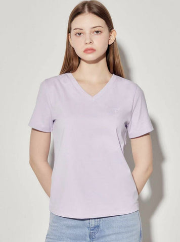 韓國 Guess Women's Aerocool Mini Triangle V-Neck Short Sleeve T-Shirt【GU007】
