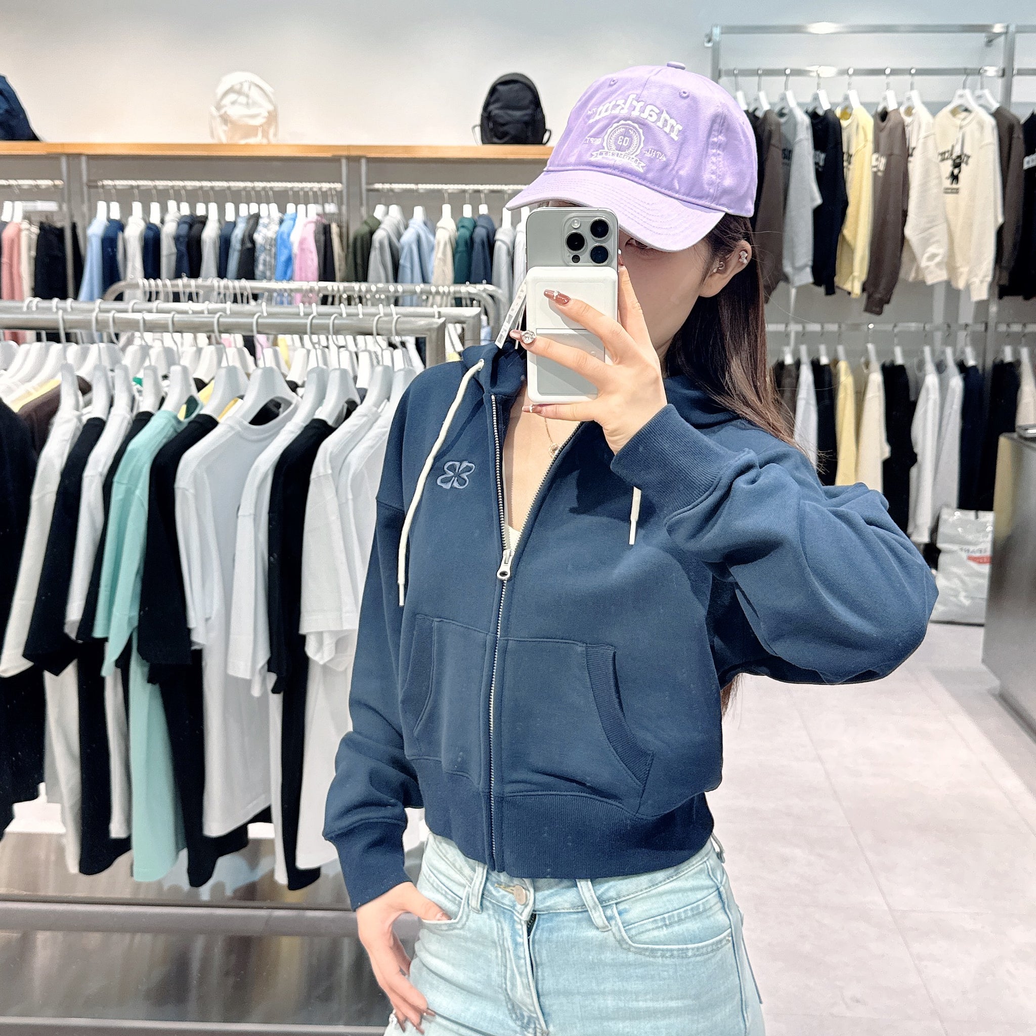 韓國 Markm (W) SYMBOL LOGO CROP HOODIE ZIP-UP【MA071】