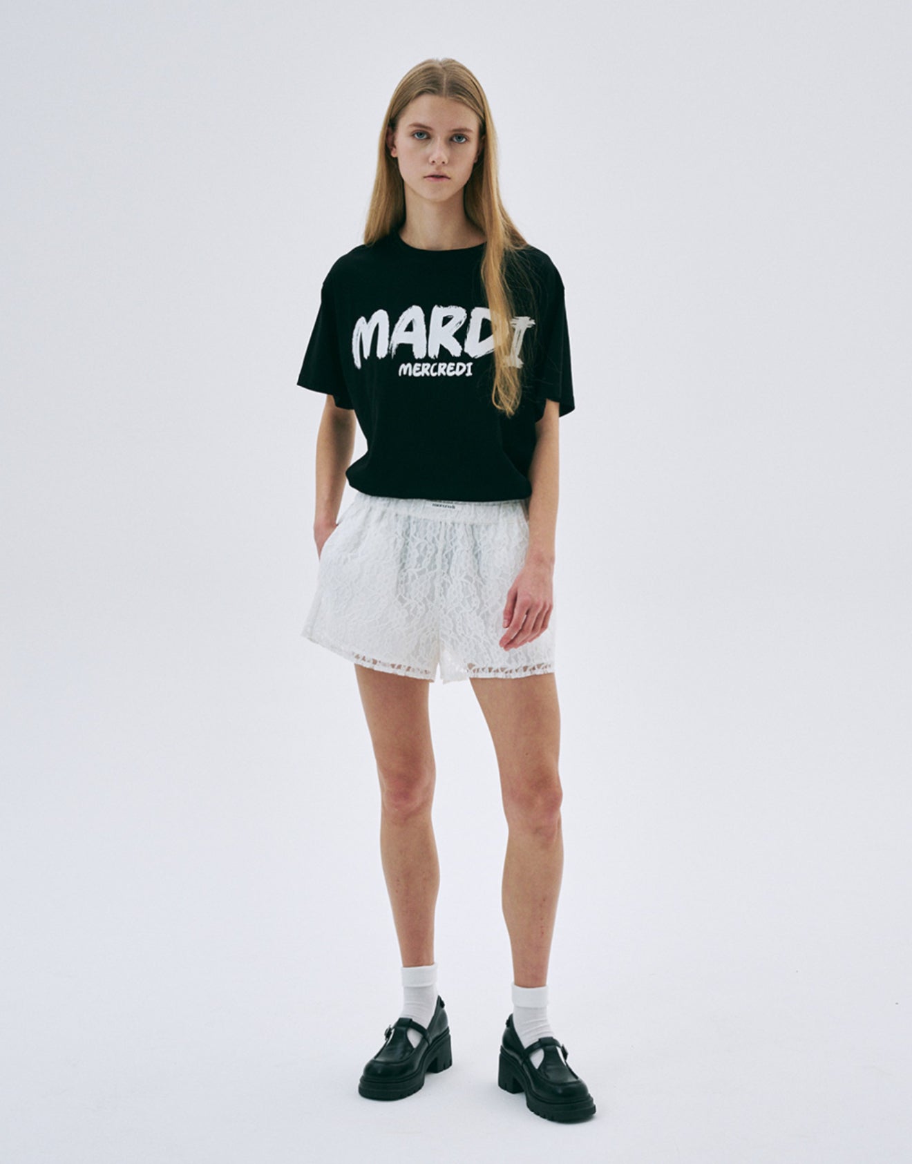 韓國 Mardi Mercredi TSHIRT BRUSH LOGO CONTRAST【MM038】