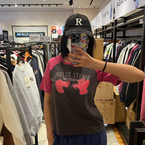 韓國 Ambler Cupid Bear Crop Short Sleeve T-Shirt【AR006】 - STT Mall HK 靚太網購