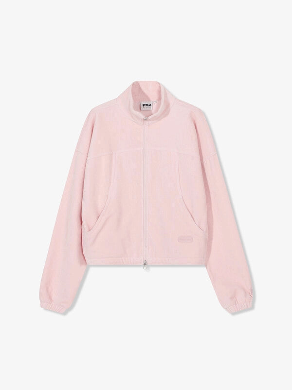 韓國 Fila Velour Corduroy Stand Neck Zip-Up Top【SC036】