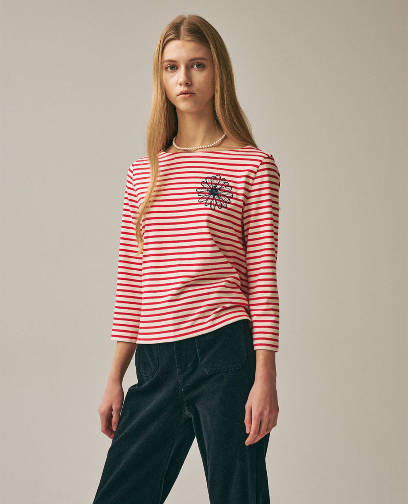 (限時優惠) 韓國 Mardi Mercredi Slim Tshirt 3/4 Sleeve Stripe【DM016】
