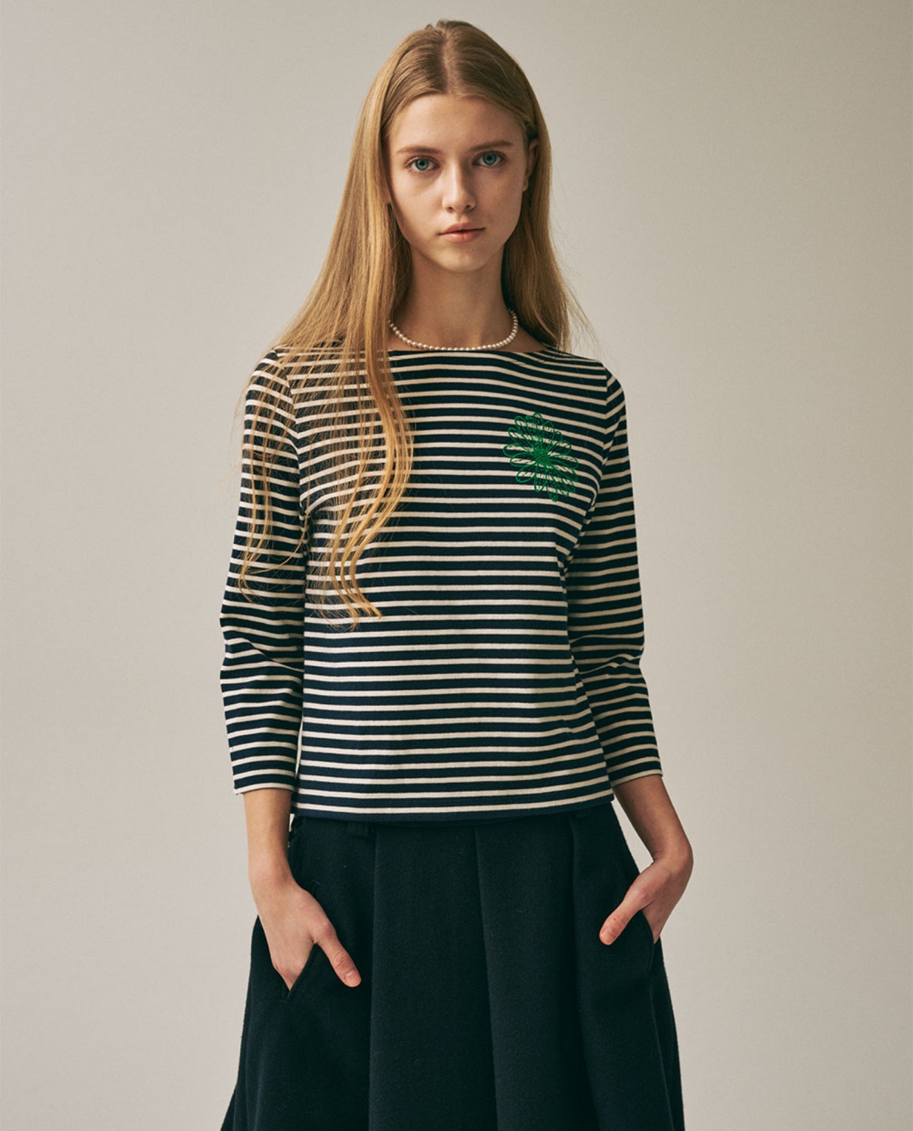 (限時優惠) 韓國 Mardi Mercredi Slim Tshirt 3/4 Sleeve Stripe【DM016】