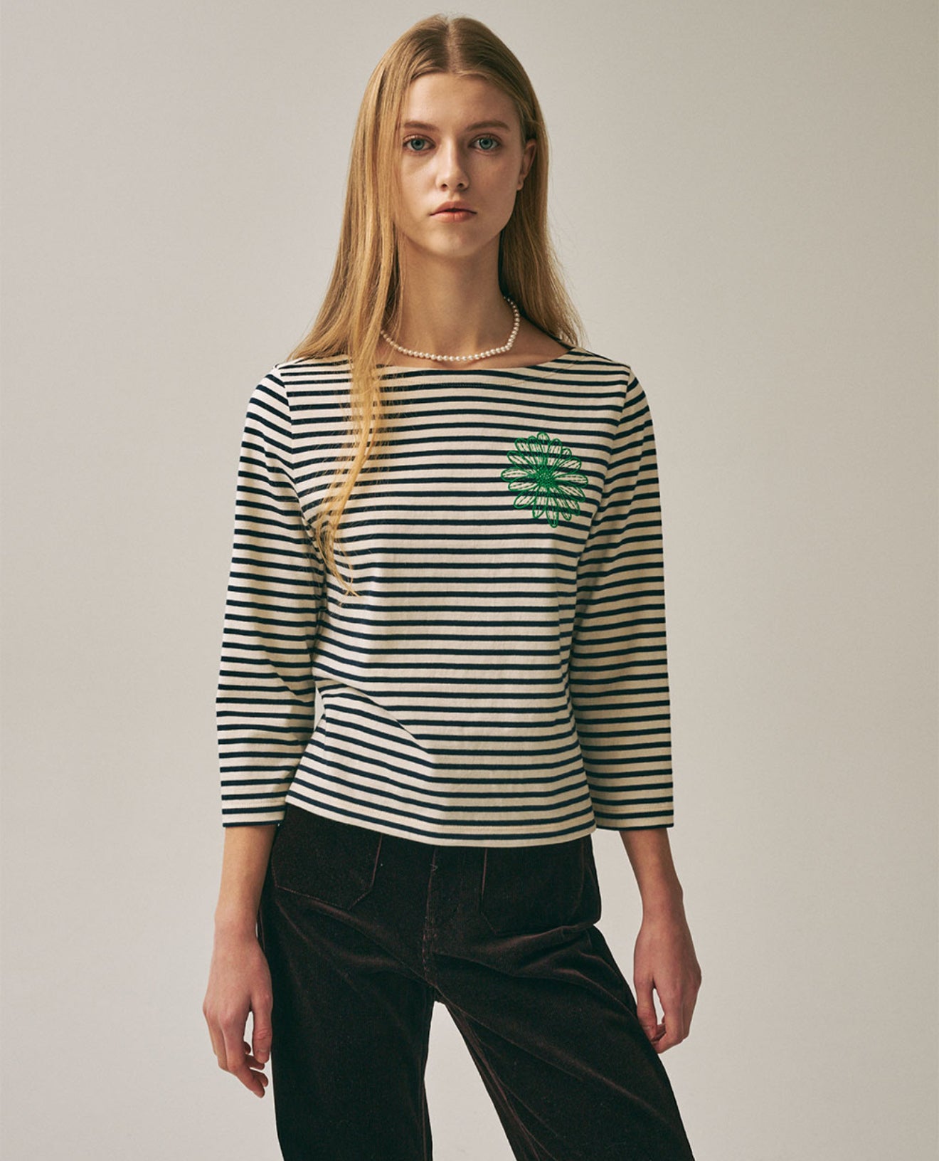 (限時優惠) 韓國 Mardi Mercredi Slim Tshirt 3/4 Sleeve Stripe【DM016】